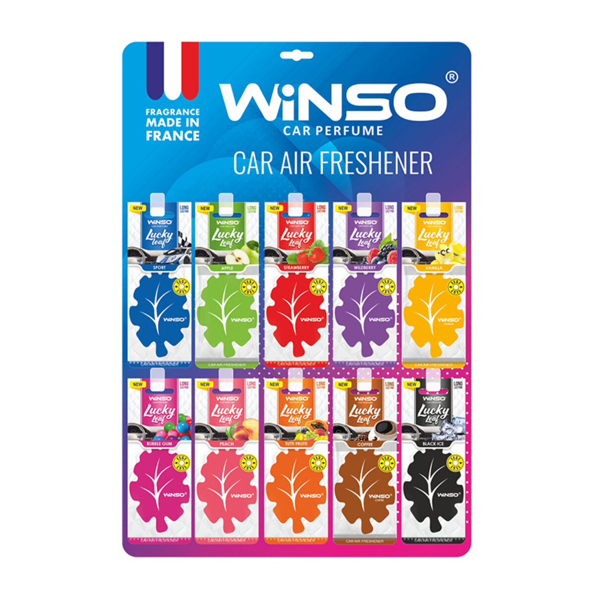 Автомобільний Освіжувач повітря Winso Lucky Leaf, целюлозний ароматизатор, дисплей MIX (500092) | Аромат: дивитися фото №1