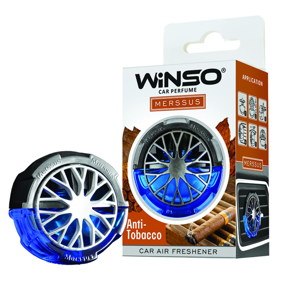 Освіжувач повітря Winso Merssus на дефлектор з регулюванням інтенсивності 18мл Anti Tobacco (534380) дивитися фото №1