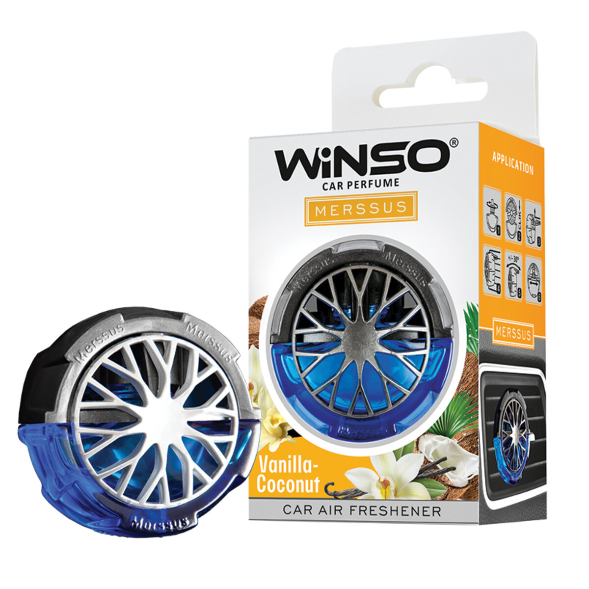 Освіжувач повітря Winso Merssus на дефлектор з регулюванням інтенсивності 18мл Vanilla Coconut (534470) дивитися фото №1
