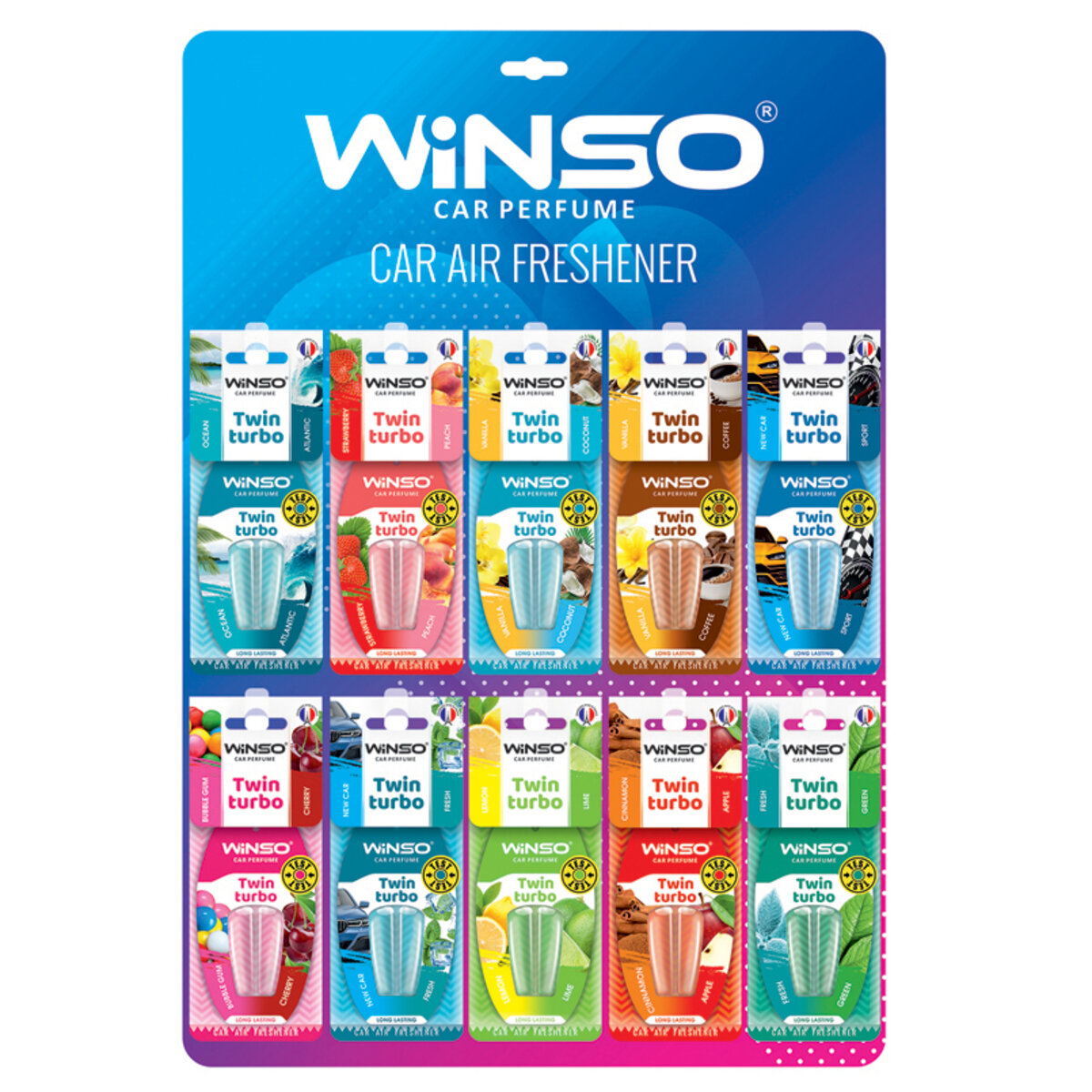 Автомобільний Ароматизатор з подвійною капсулою Twin Turbo дисплей MIX 30шт (500107) | Аромат: дивитися фото №1