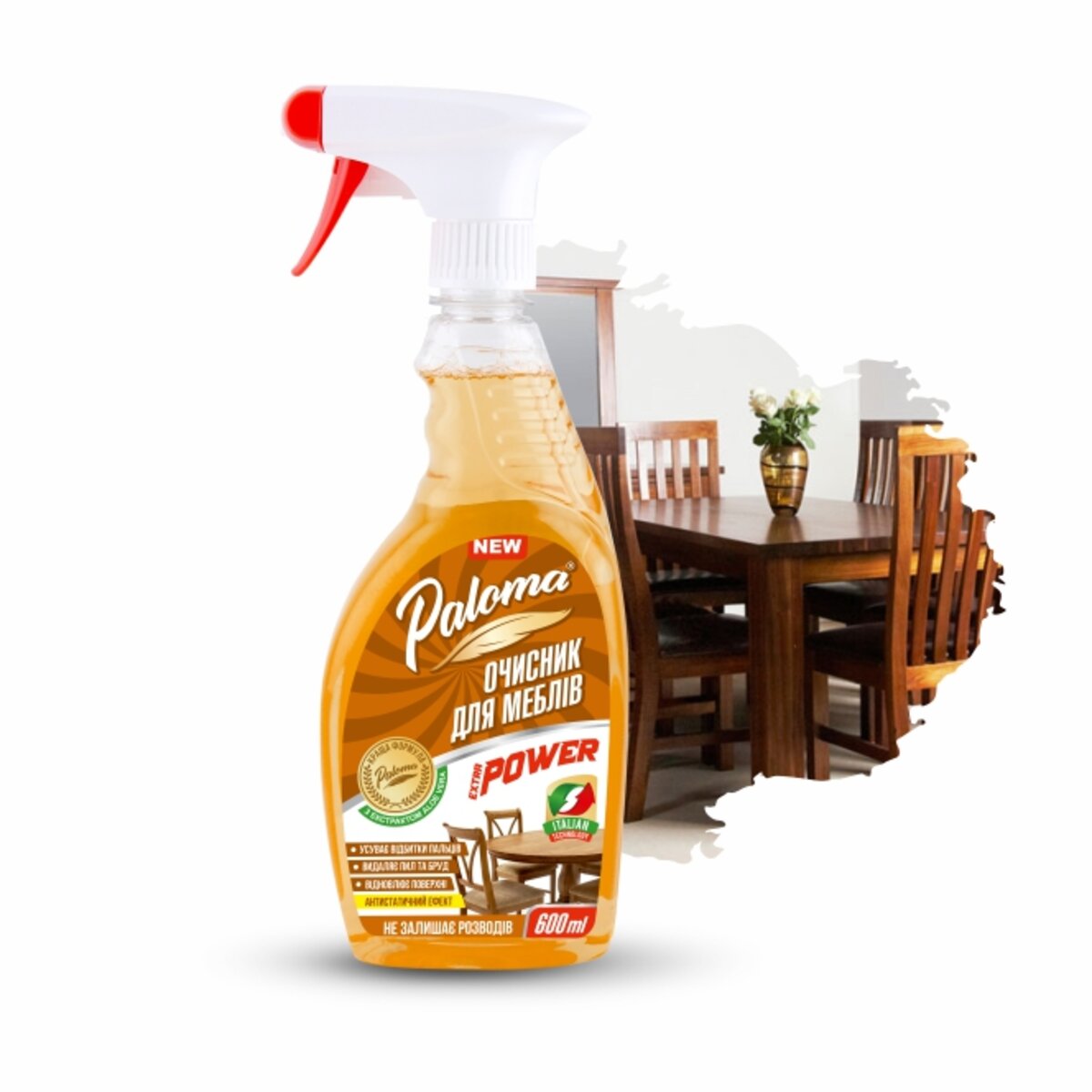 Очиститель для мебели Paloma Extra Power, 600мл (PE50397) смотреть фото №1