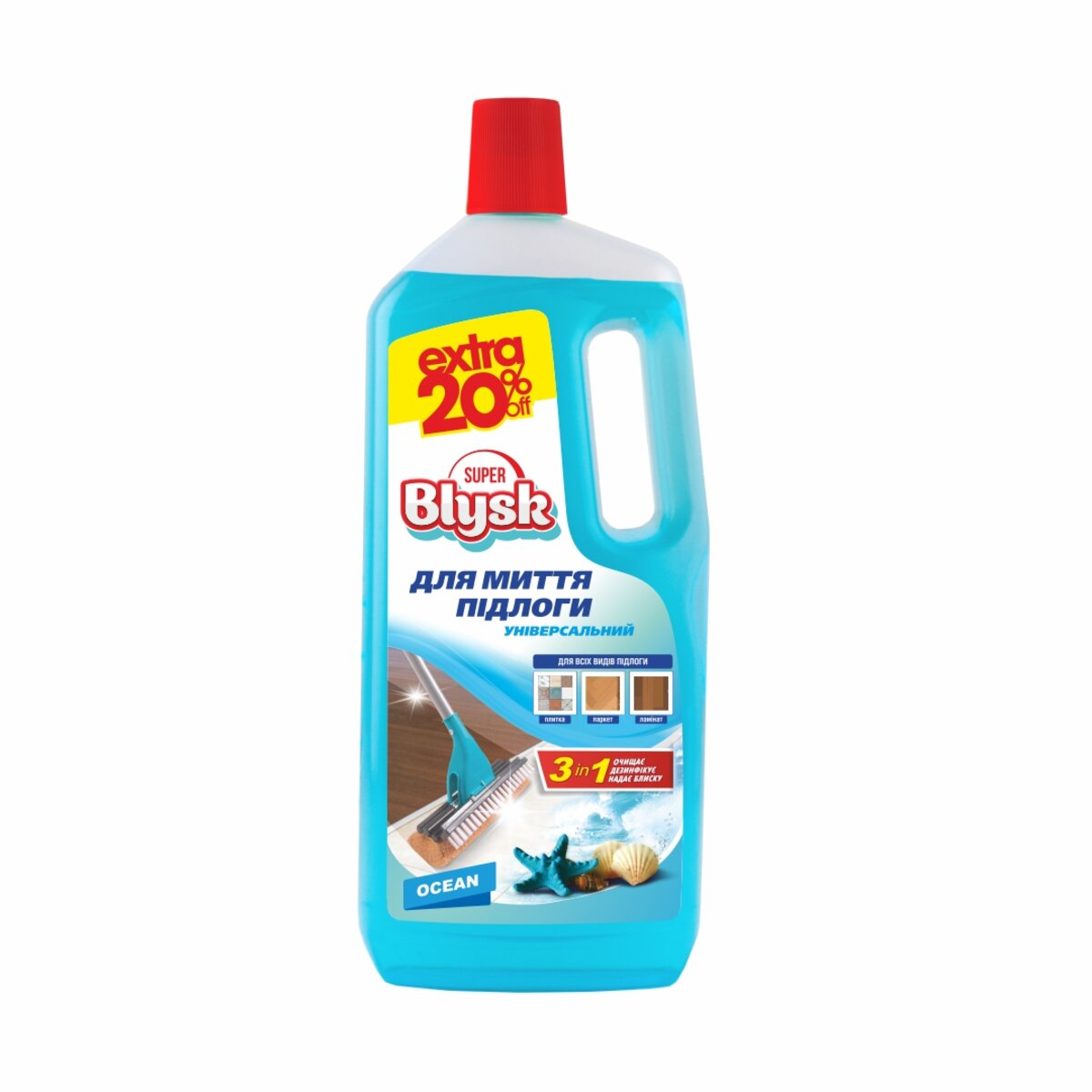 Універсальний засіб для миття підлоги Super Blysk Океан, 1,5л (SB51561) дивитися фото №1