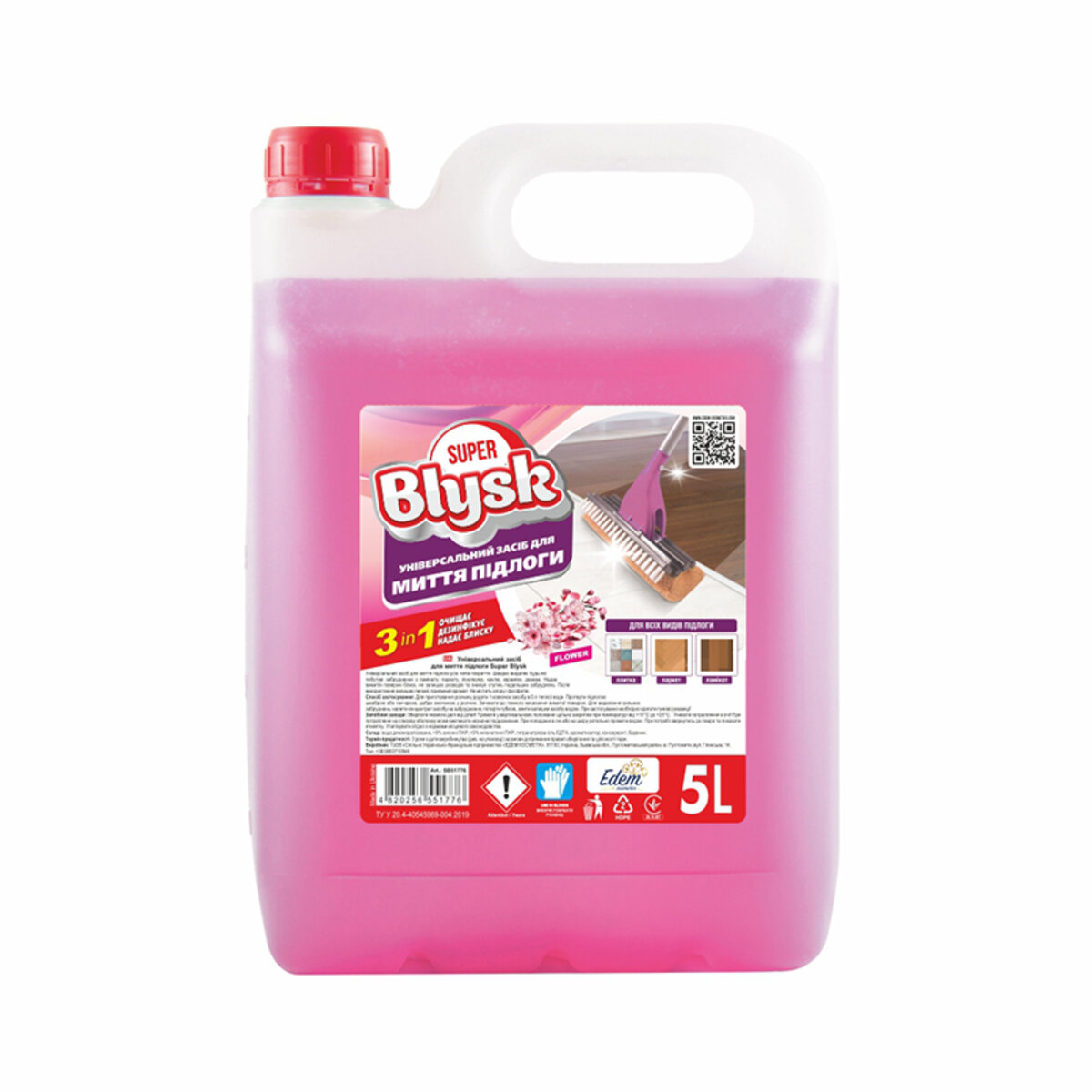 Универсальное средство для мытья пола Super Blysk цветочный, 5л (SB51776) смотреть фото №1