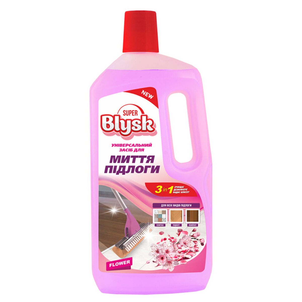 Універсальний засіб для миття підлоги Super Blysk Квітковий, 1л (SB51523) дивитися фото №1