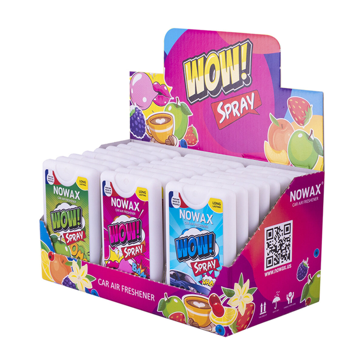 MIX ароматизаторів повітря з розпилювачем у виставковому боксі Nowax WOW Spray 24шт (NX00146) дивитися фото №1