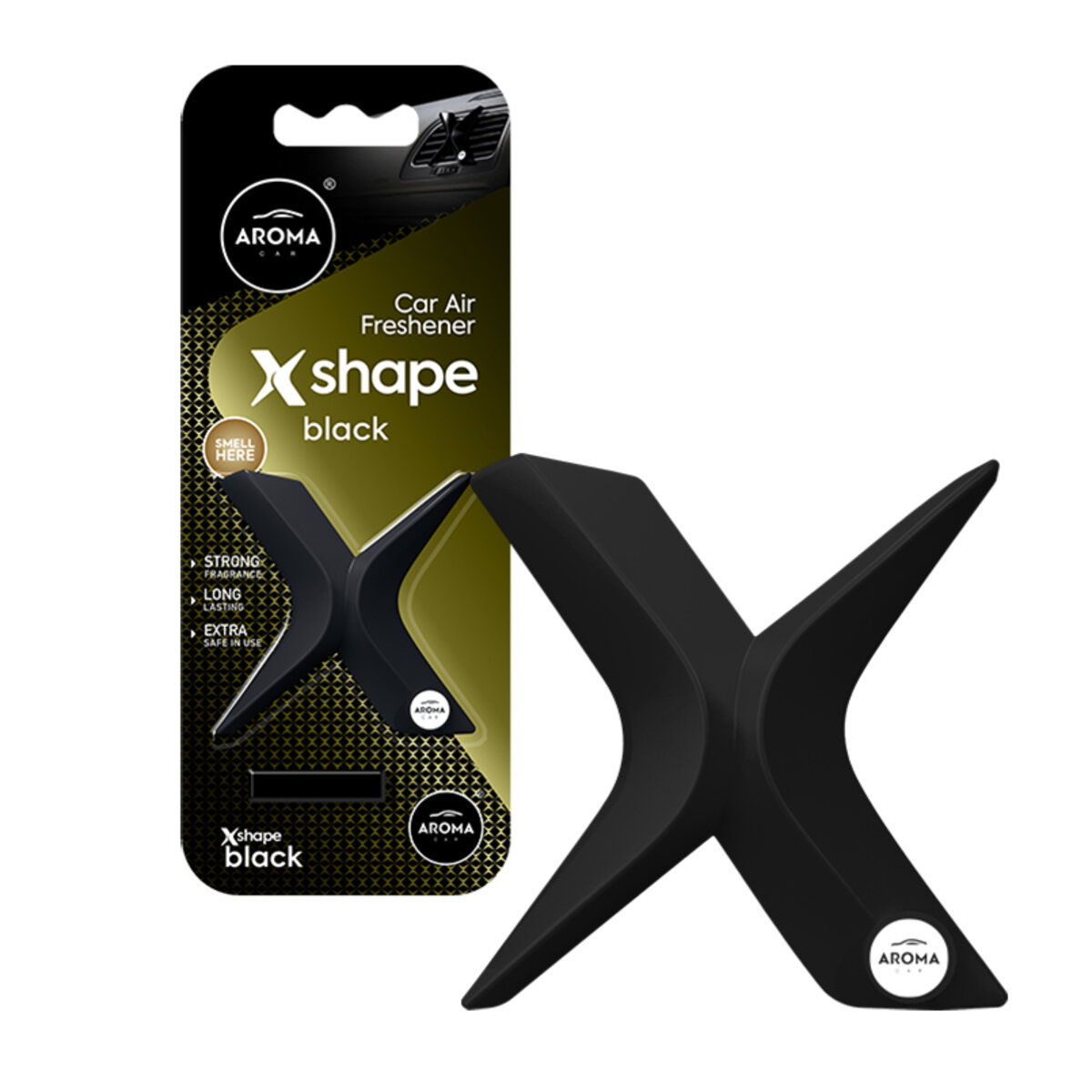 Ароматизатор на дефлектор Aroma Car X SHAPE 10г - BLACK сухий (10898) дивитися фото №1
