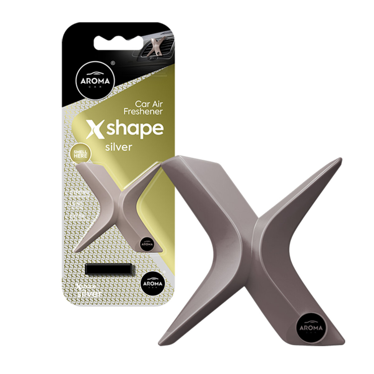 Ароматизатор на дефлектор Aroma Car X SHAPE 10г - SILVER сухий (10897) дивитися фото №1