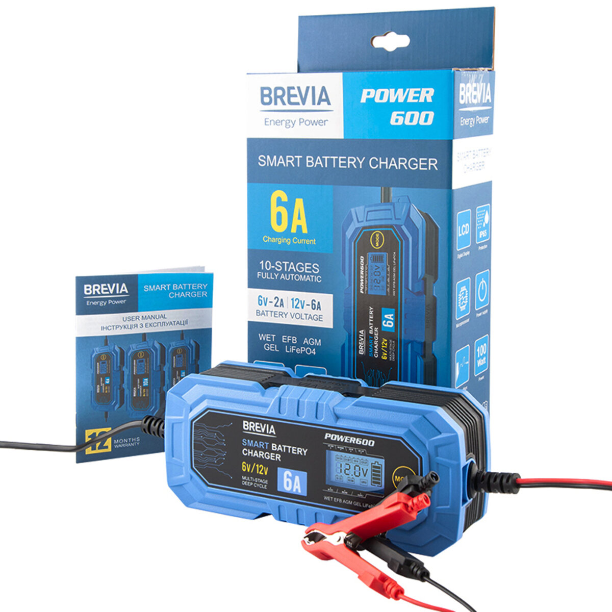 Зарядний пристрій АКБ Brevia Power 600 6V/12V 6A (20600EP) дивитися фото №4
