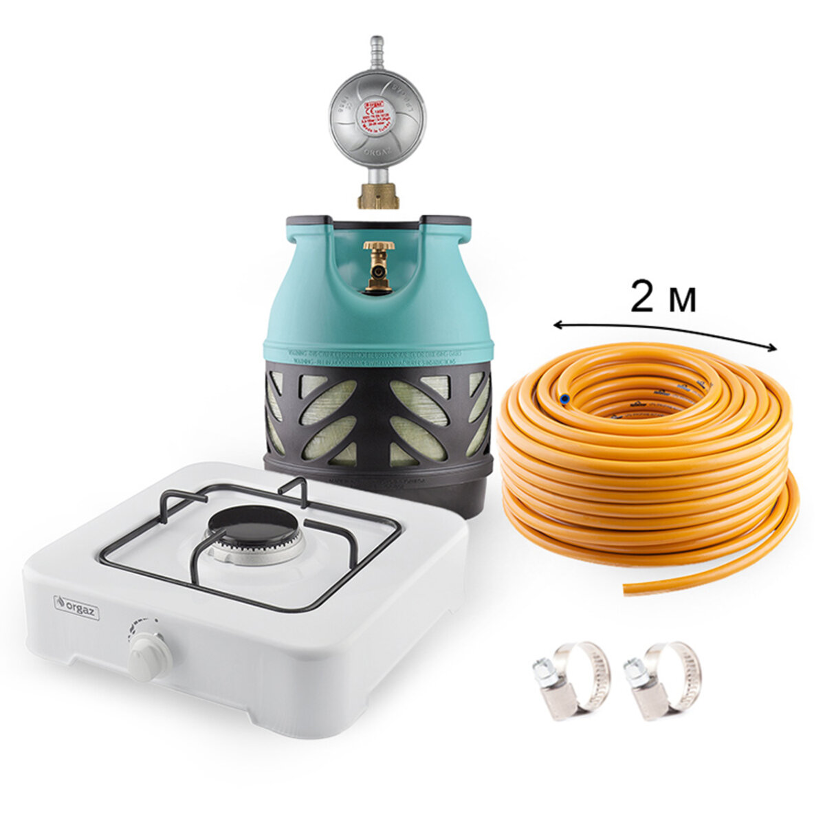 Набір газовий: балон Nord Camp 12,5л, редуктор, шланг, портативна плита OR-101, хомути (NC00910) дивитися фото №1