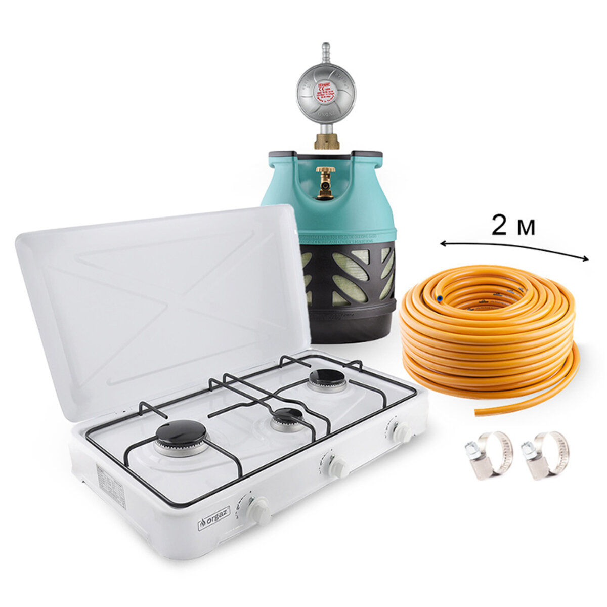 Набір газовий: балон Nord Camp 12,5л, редуктор, шланг, портативна плита OR-301, хомути (NC00930) дивитися фото №1