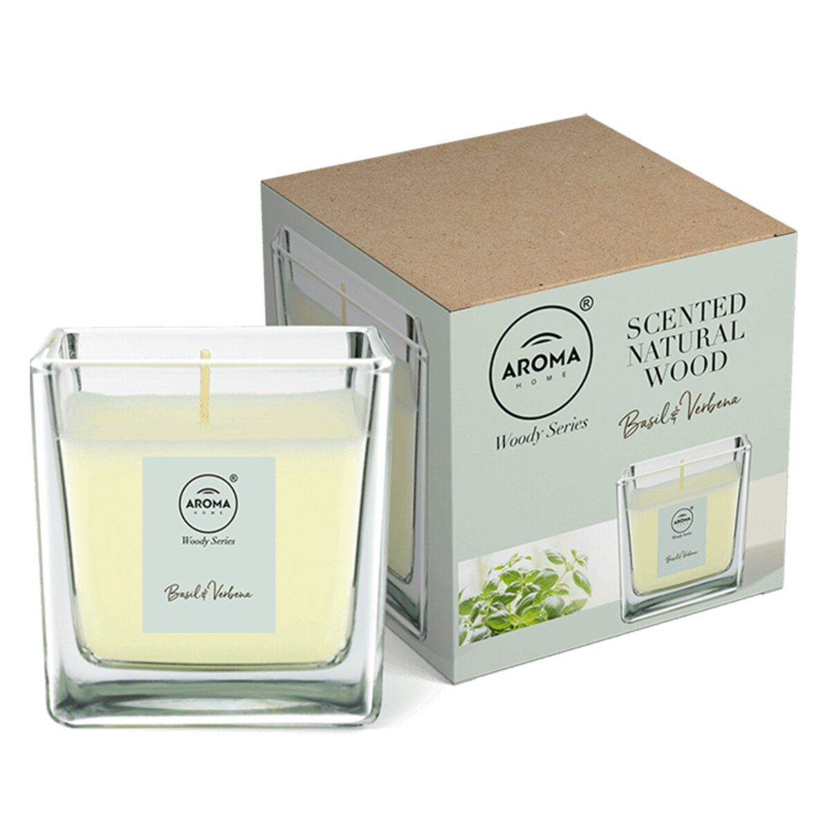 Ароматичні свічки Aroma Home Candles Woody Series Basil&Verbena 155г (10929) дивитися фото №1