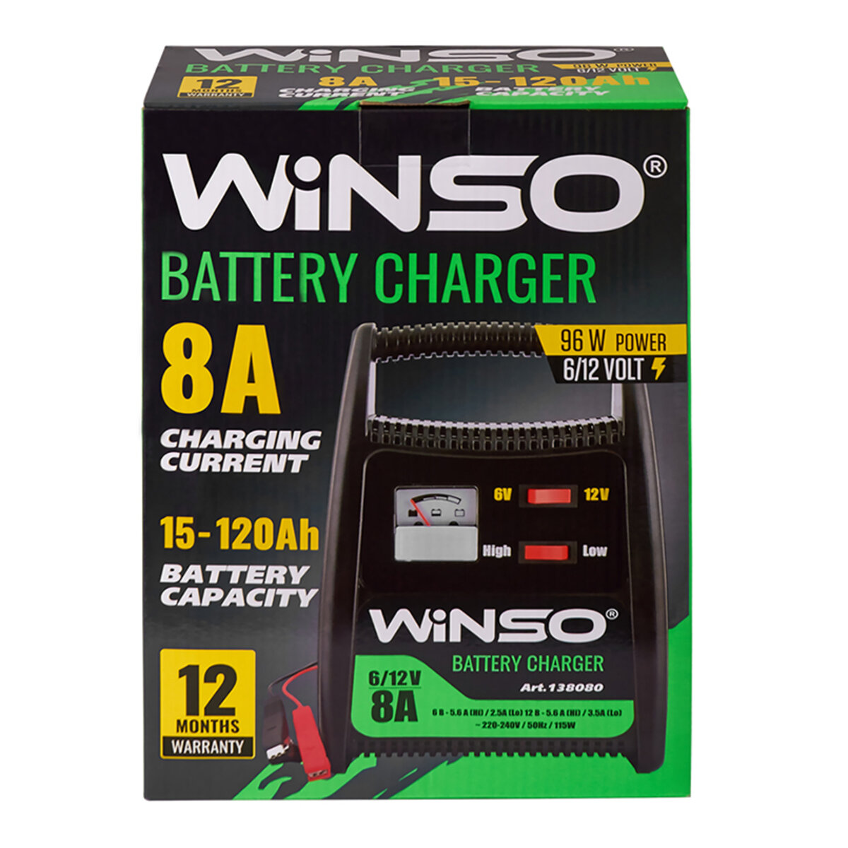 Зарядний пристрій АКБ Winso 6/12V, 8A (138080) дивитися фото №6