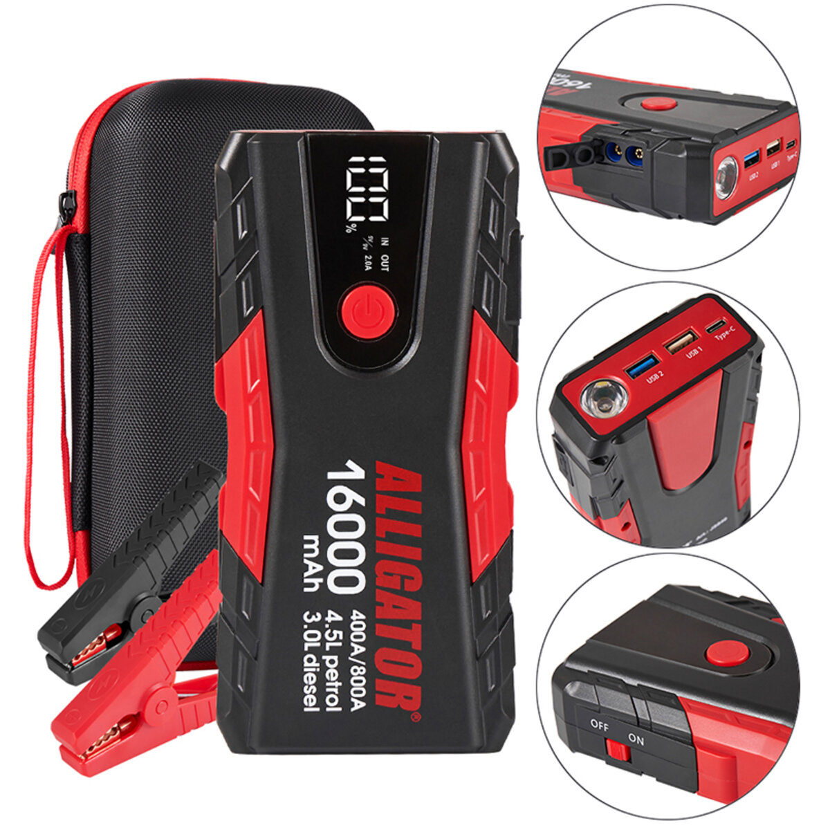 Бустер (пусковий пристрій) Alligator Jump Starter 400A/800A 16000mAh (JS840) дивитися фото №6
