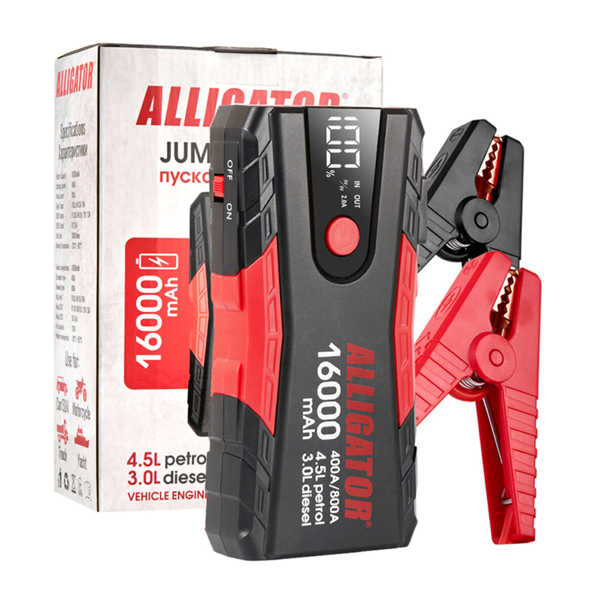 Бустер (пусковий пристрій) Alligator Jump Starter 400A/800A 16000mAh (JS840) дивитися фото №5