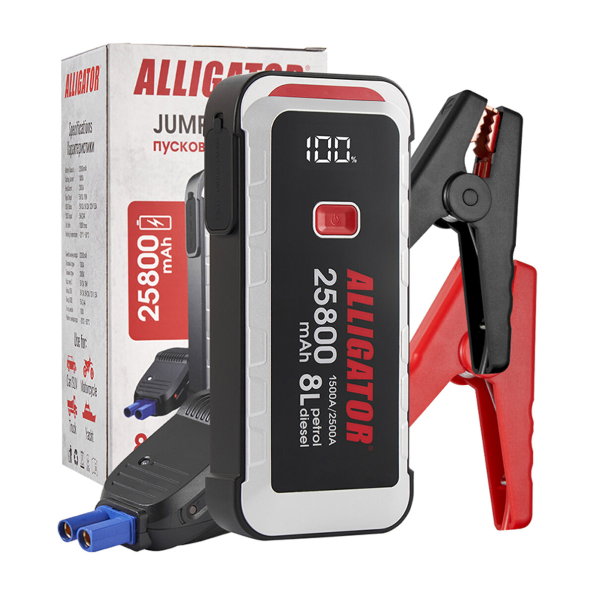 Бустер (пусковий пристрій) Alligator Jump Starter 1500A/2500A 25800mAh зі Smart-клемами (JS847) дивитися фото №5