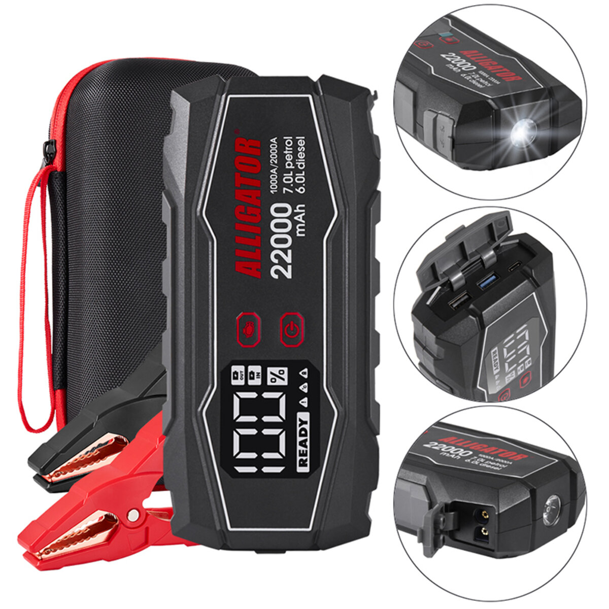 Бустер (пусковий пристрій) Alligator Jump Starter 1000A/2000A 22000mAh (JS845) дивитися фото №6