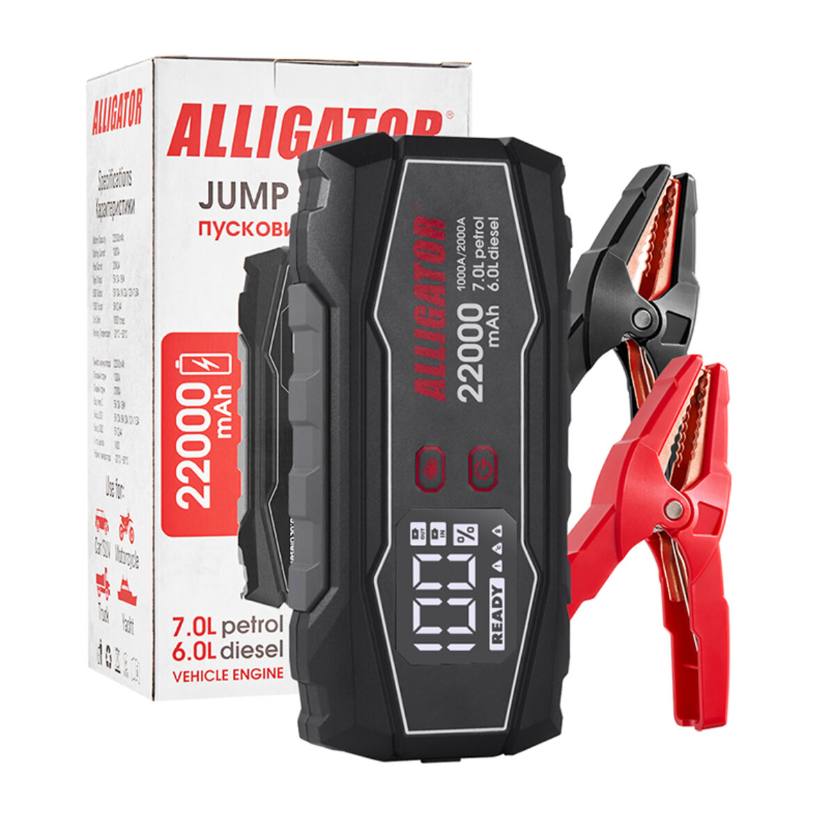 Бустер (пусковий пристрій) Alligator Jump Starter 1000A/2000A 22000mAh (JS845) дивитися фото №5