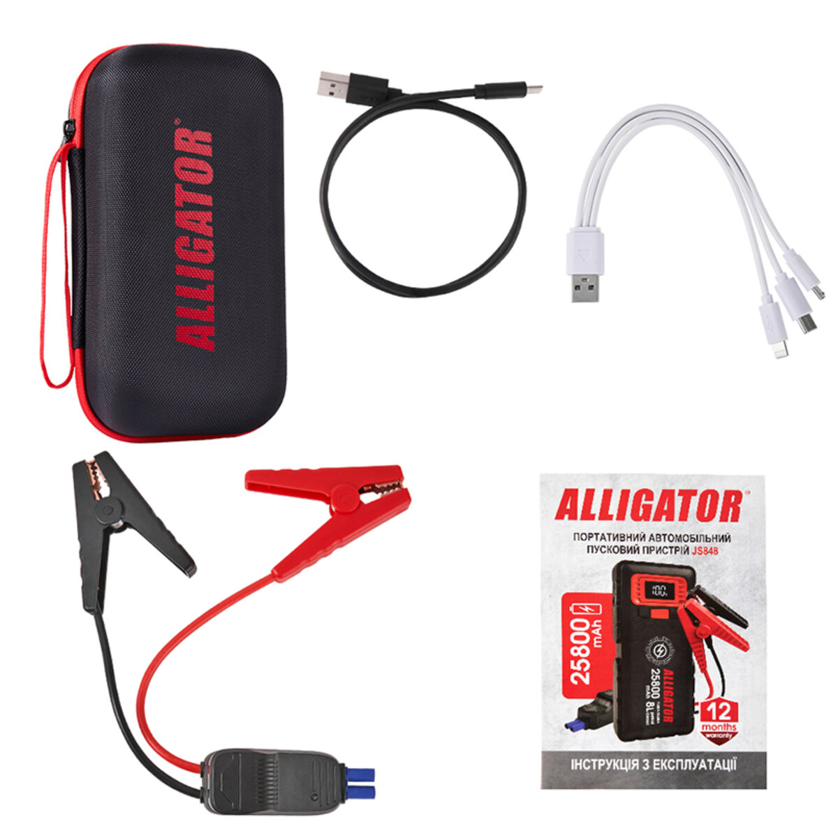 Бустер (пусковий пристрій) Alligator Jump Starter 800A/1600A 20000mAh зі Smart-клемами (JS843) дивитися фото №4
