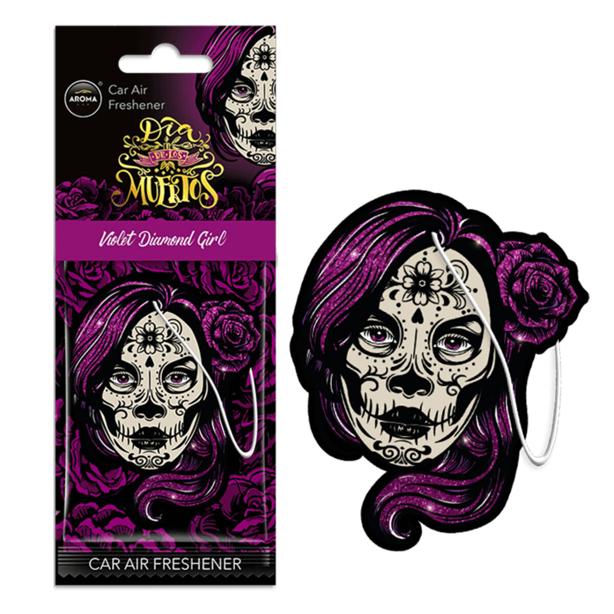 Автомобільний Ароматизатор Aroma Car Cellulose Dia De Los Muertos - Violet Diamond Girl сухий (10378) | Аромат: Інший дивитися фото №1