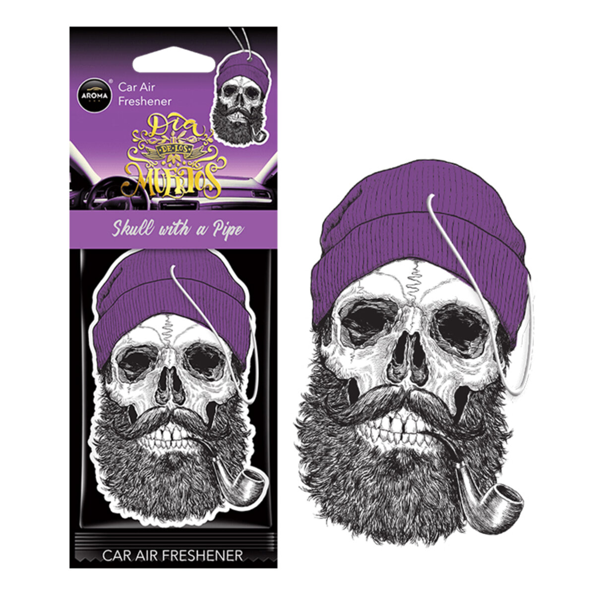 Автомобільний Ароматизатор Aroma Car Cellulose Dia De Los Muertos - Skull with a Pipe сухий (10381) | Аромат: Інший дивитися фото №1