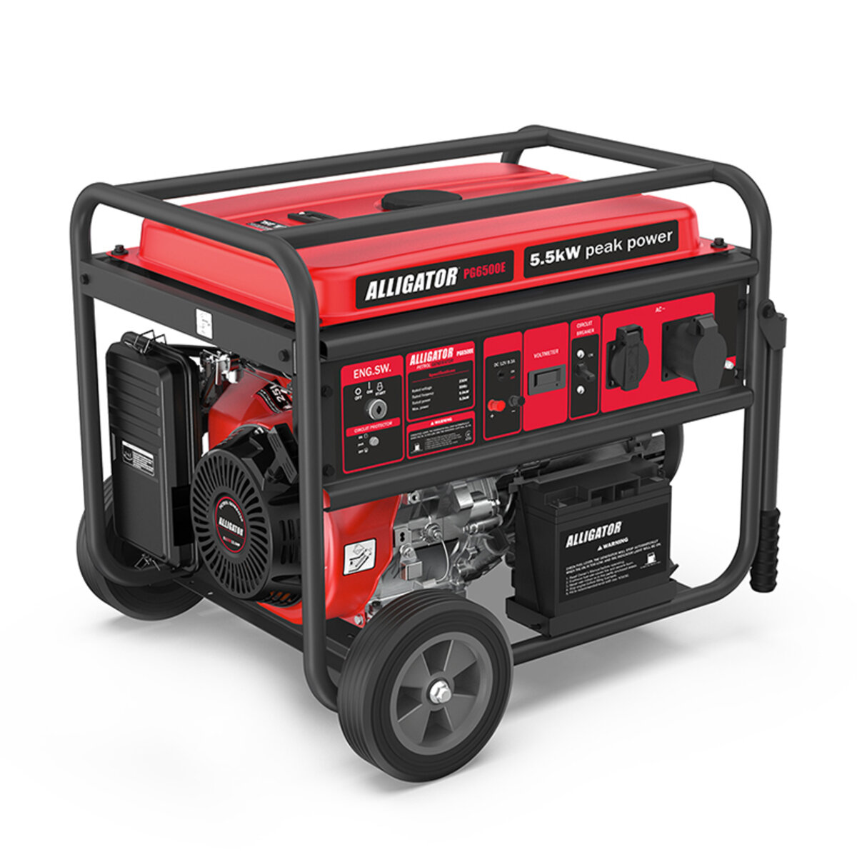 Генератор Alligator бензиновий 5,5кВт (ном 5,0кВт) з електростартером (PG6500E) дивитися фото №1