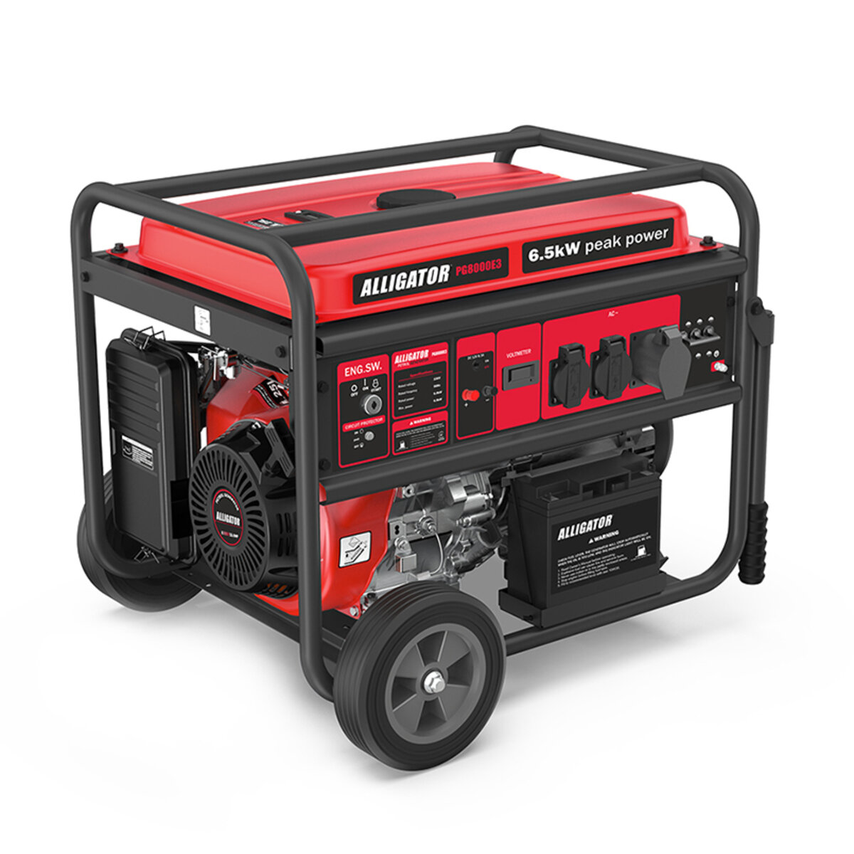 Генератор Alligator бензиновий 6,5кВт (ном 6,0кВт) з електростартером, 1 та 3 фази (PG8000E3) дивитися фото №1