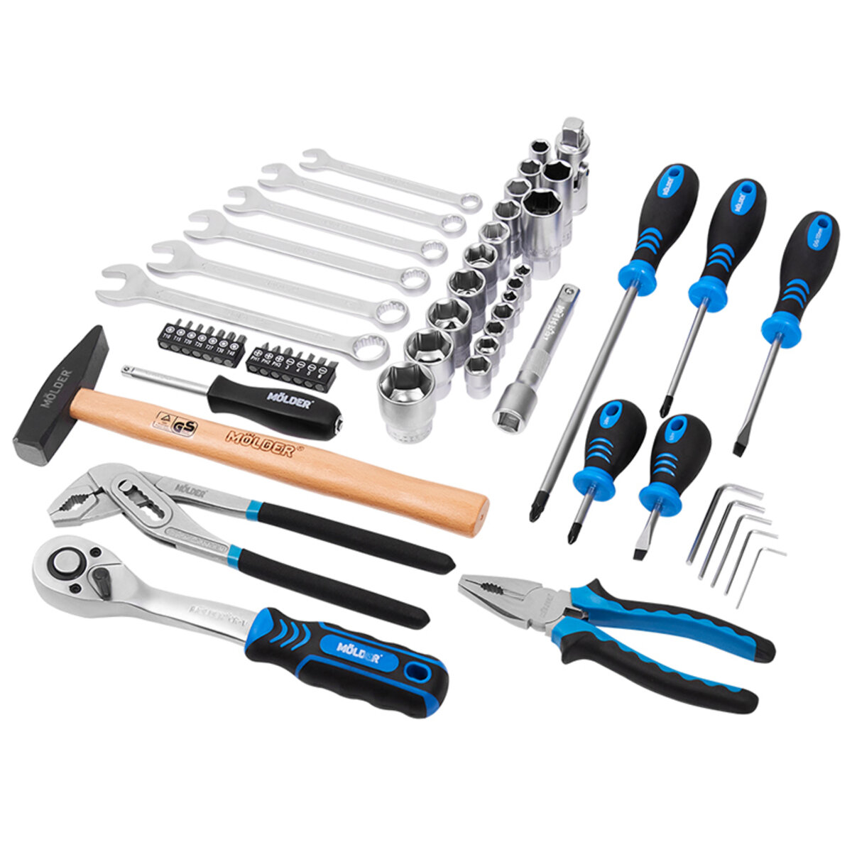 Професійний набір інструментів в кейсі MÖLDER 1/2, 1/4 72Т, CR-V, 56од. (MT61056) дивитися фото №4