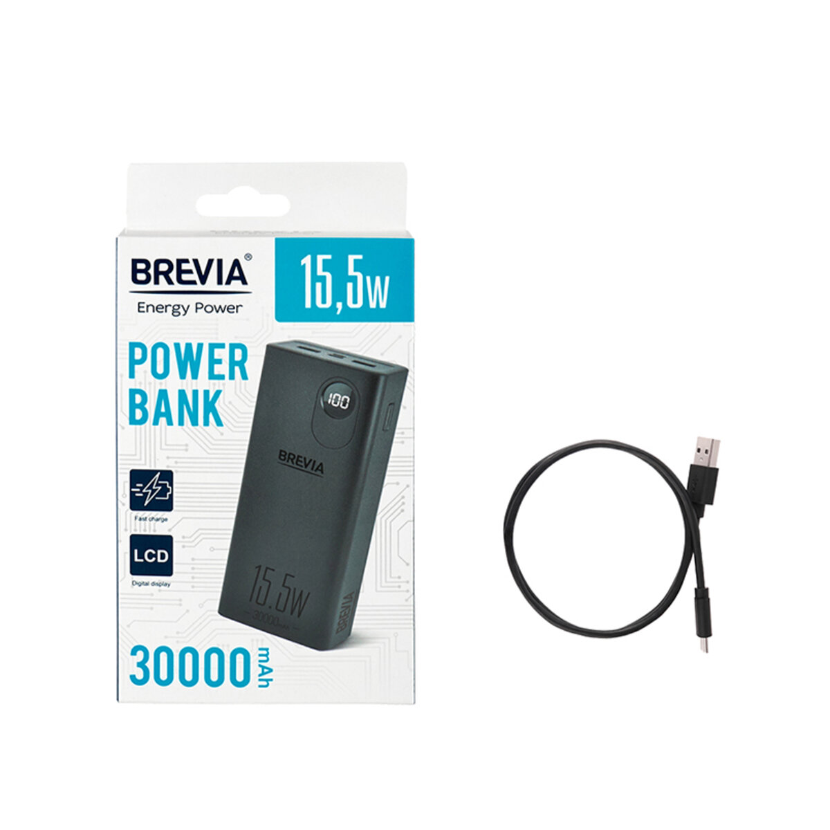 Повербанк (Power Bank) Brevia 30000mAh 15.5W Li-Pol, LCD (45315) дивитися фото №7