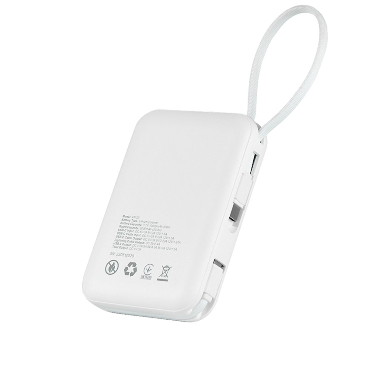 Повербанк (Power Bank) Brevia 10000mAh 22.5W Type-C+Lightning Cable, Li-Pol, LCD (45122) дивитися фото №3
