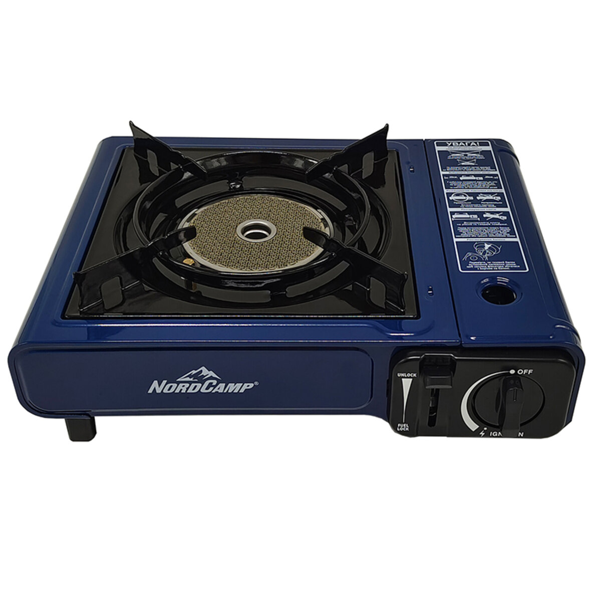 Портативна газова плита Nord Camp 1,75кВт з пєзопідпалом та перехідником для побутового балону Infrared, Dual fuel (NC10130) дивитися фото №1