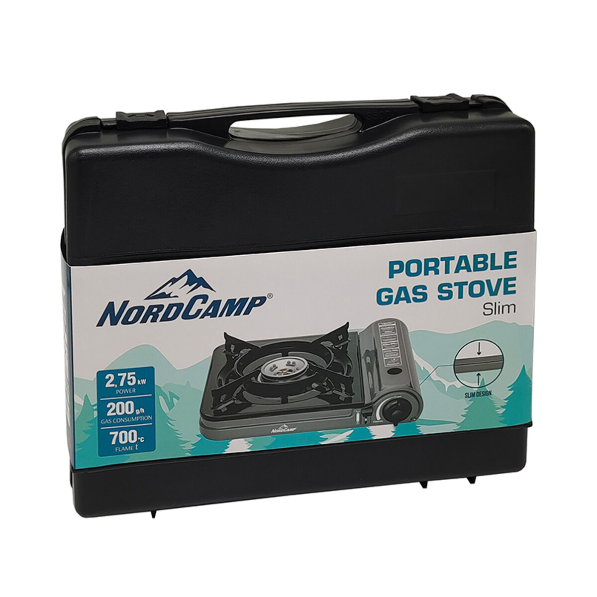 Портативна газова плита Nord Camp 2,75кВт з пєзопідпалом Slim (NC10210) дивитися фото №2