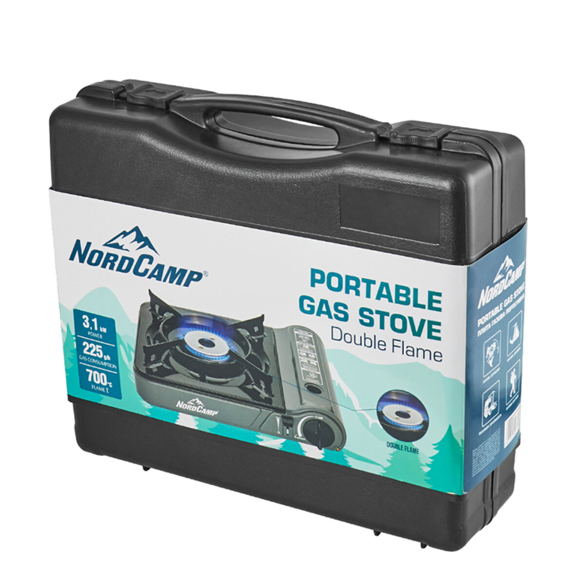 Портативна газова плита Nord Camp 3,1кВт з пєзопідпалом Double flame (NC10300) дивитися фото №4