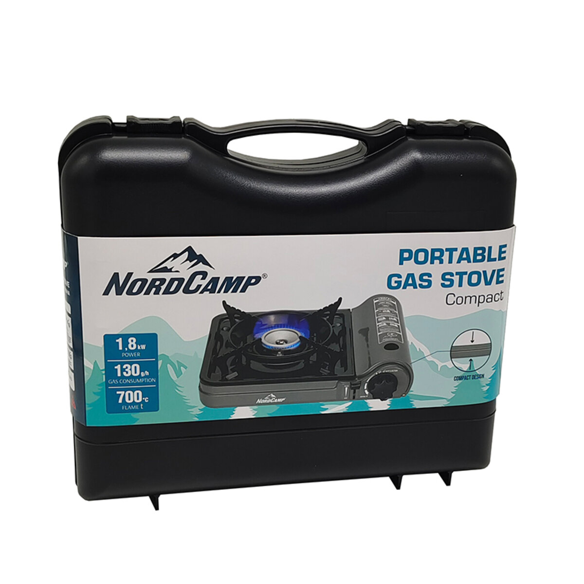Портативна газова плита Nord Camp 1,8кВт з пєзопідпалом Compact (NC10400) дивитися фото №2