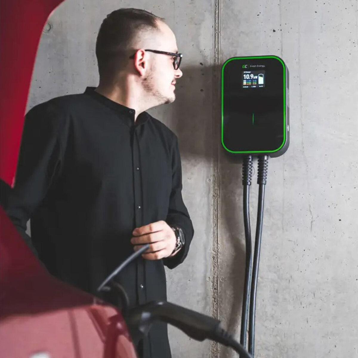 Зарядное устройство Green Cell Wallbox EV PowerBox 22 кВт с кабелем Type2 6м для зарядки электромобилей (EV14) смотреть фото №4