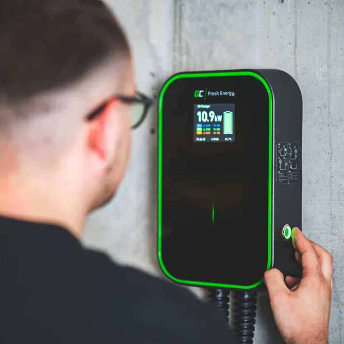 Зарядное устройство Green Cell Wallbox EV PowerBox 22 кВт с кабелем Type2 6м для зарядки электромобилей (EV14) смотреть фото №3