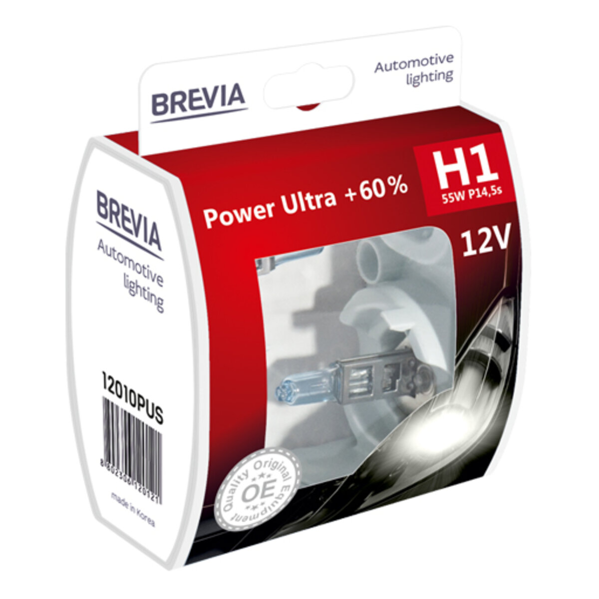 Галогенова лампа Brevia H1 12V 55W P14.5s Power Ultra +60% S2 (12010PUS) дивитися фото №1