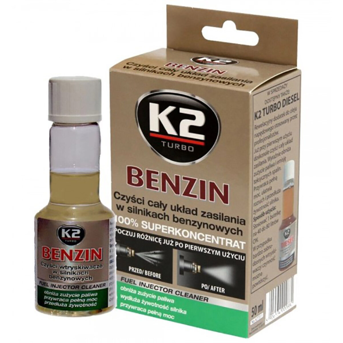 Очищувач інжекторів для бензинових двигунів K2 TURBO BENZIN, 50мл (ET3111) дивитися фото №2
