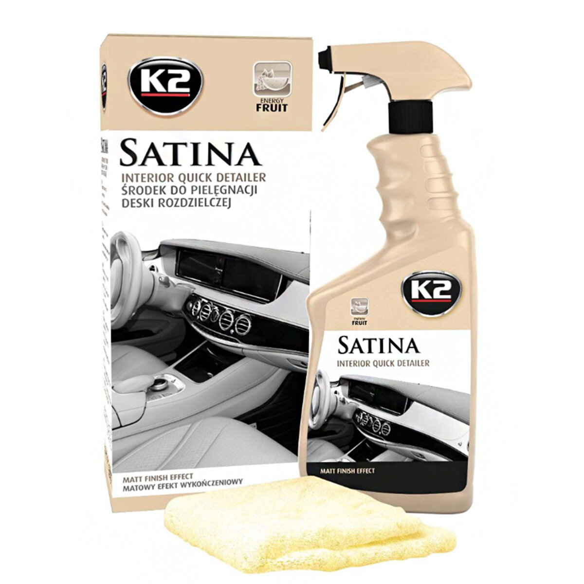 Засіб для догляду за панеллю приладів та пластиковими деталями K2 Satina енергія фруктів 770мл (G417EF) дивитися фото №1