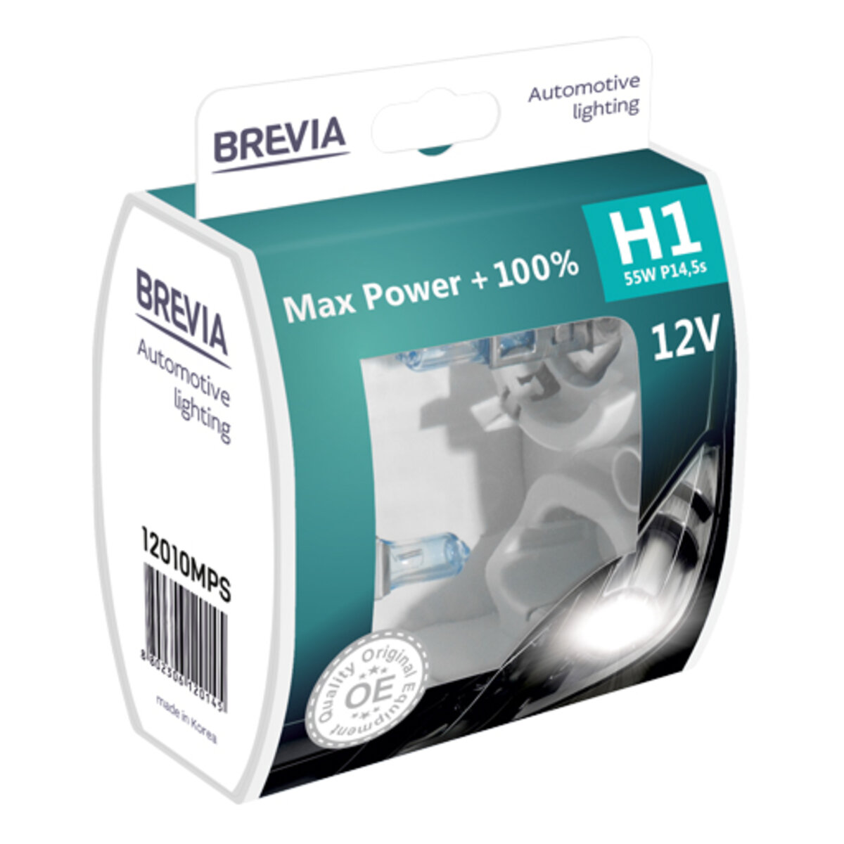 Галогенова лампа Brevia H1 12V 55W P14.5s Max Power+100% S2 (12010MPS) дивитися фото №1