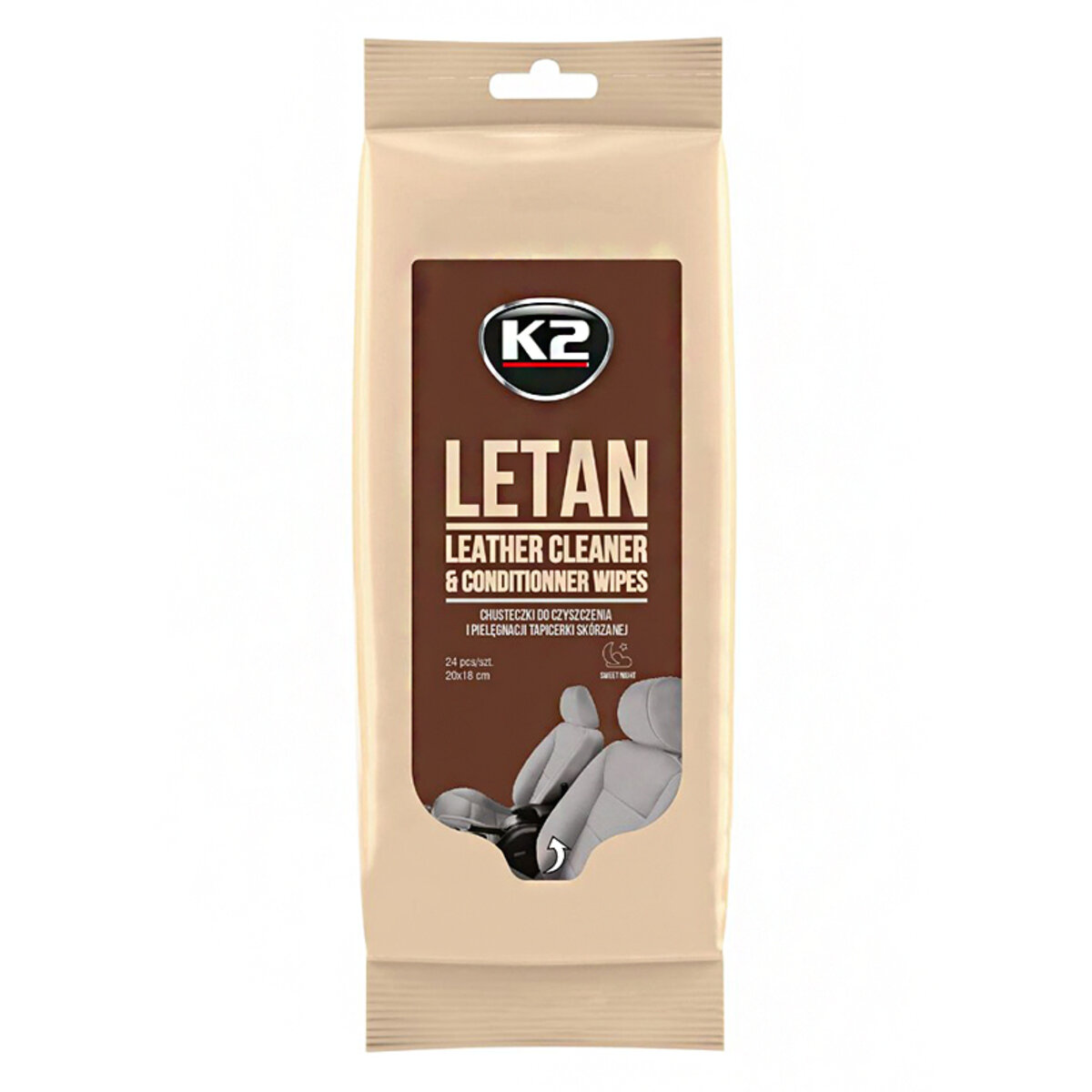 Вологі серветки для очищення шкіряної оббивки K2 Letan Leather Cleaner&Conditionner Wipes (K210) дивитися фото №1