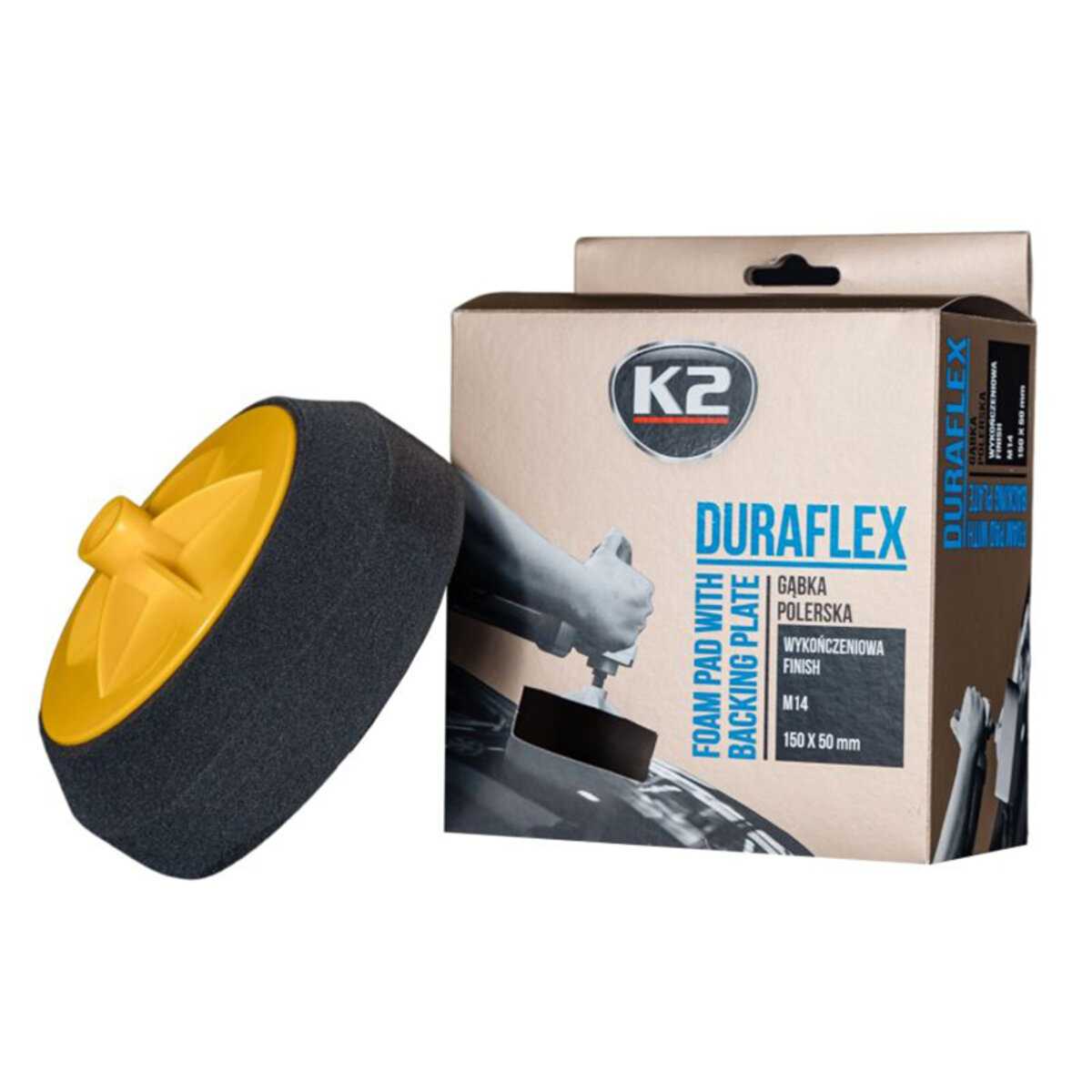 Губка полірувальна K2 Duraflex фінішна для лакофарбових покриттів 150х50мм чорна (L644) дивитися фото №1