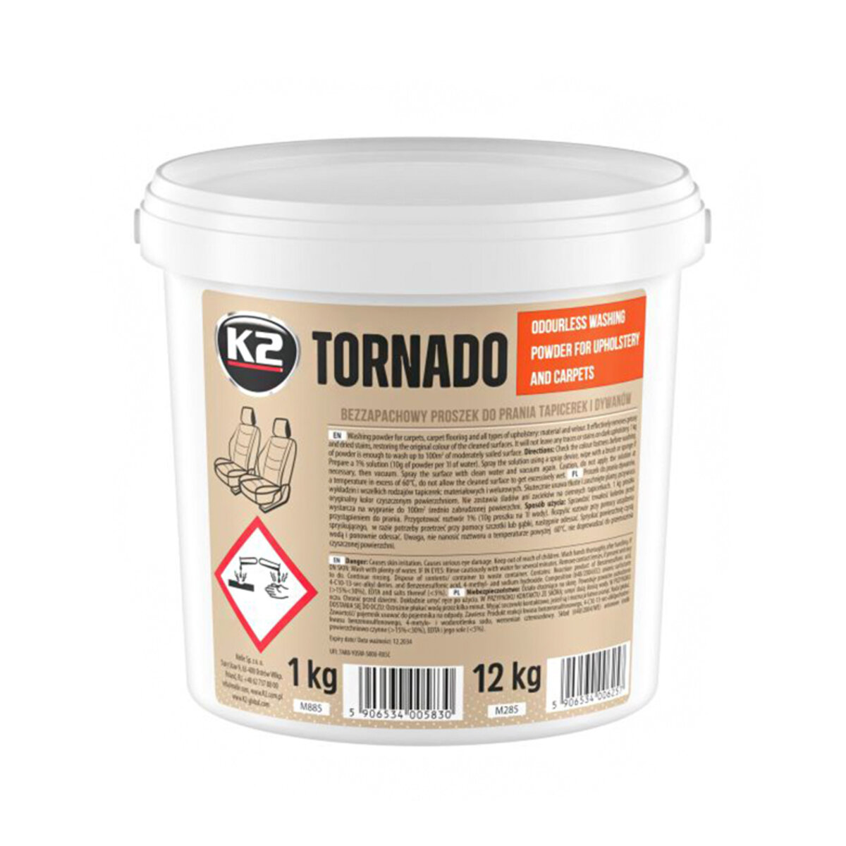 Засіб для миття та чищення оббивки та килимів K2 Tornado, 1кг (M885) дивитися фото №1