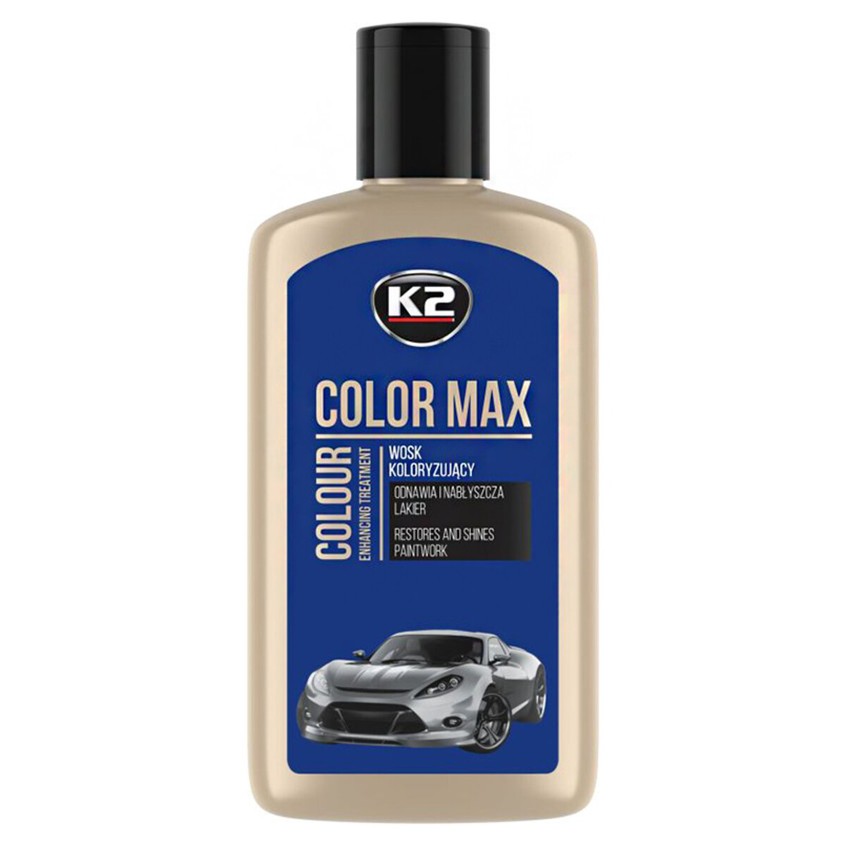 Поліроль восковий для кузова K2 Color Max синій 250мл (K020BLUE) дивитися фото №1