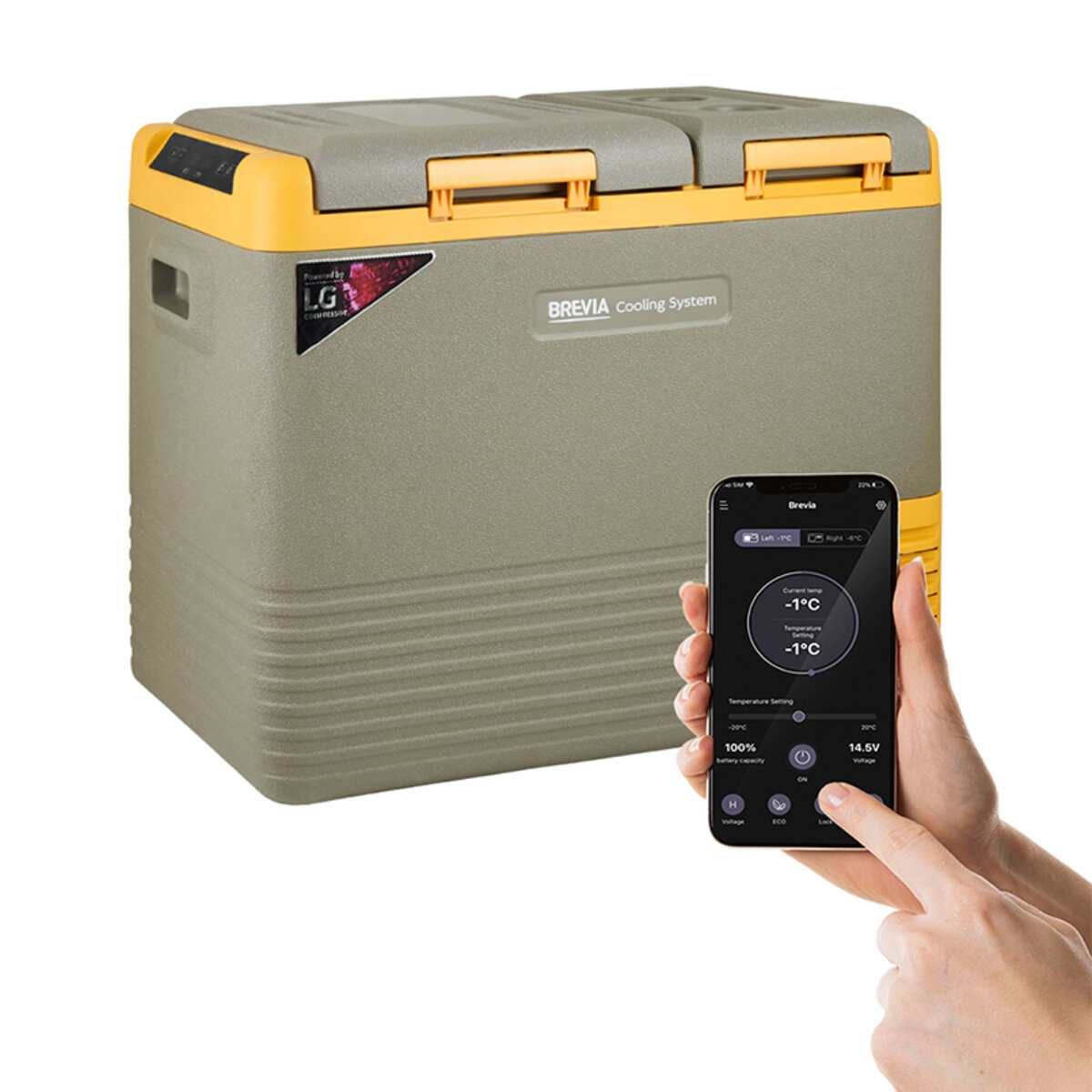 Холодильник автомобільний Brevia 40л (компресор LG) двокамерний 22565 (22565) дивитися фото №1