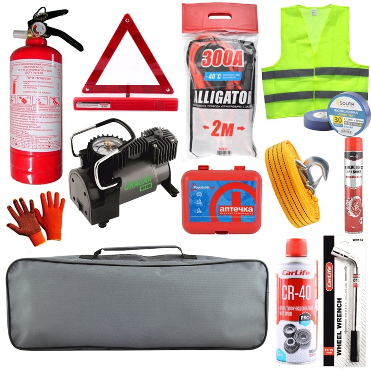 Ремонтный набор автомобилиста с компрессором Uragan (na_34) смотреть фото №1