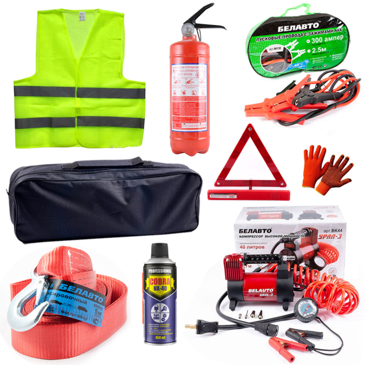 Набір автомобіліста з компресором та універсальною сумкою (na_30) дивитися фото №1