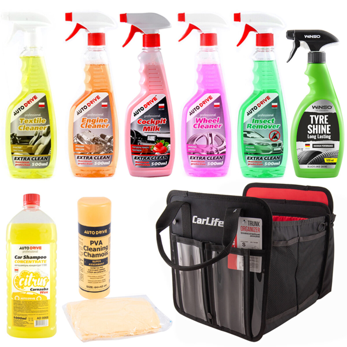 Набір для догляду автомобіля з органайзером AutoDrive (na_65) дивитися фото №1