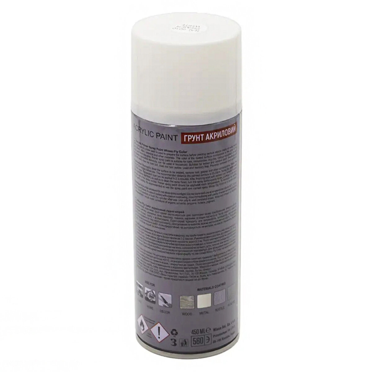 Акрилова грунтівка (грунт-спрей) Winso 450мл білий (WHITE/RAL9010) (880010) дивитися фото №2