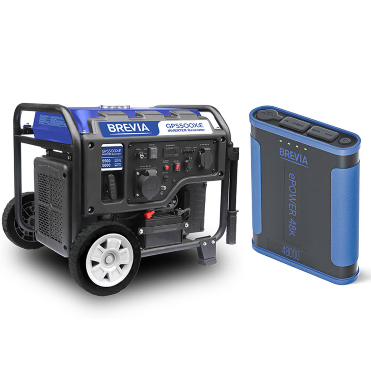 Комплект генератор інверторний Brevia 5,5кВт (ном 5,0кВт) з електростартером + повербанк (Power Bank) Brevia ePower 48Ah (gs_9) дивитися зображення №1