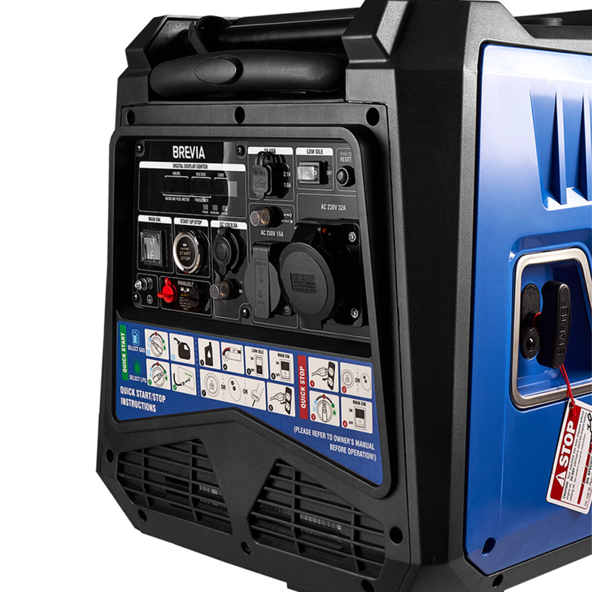 Генератор Brevia інверторний газобензиновий 6,0кВт DUAL FUEL (ном 5,5кВт) з електростартером (GP6000iESG) дивитися фото №3